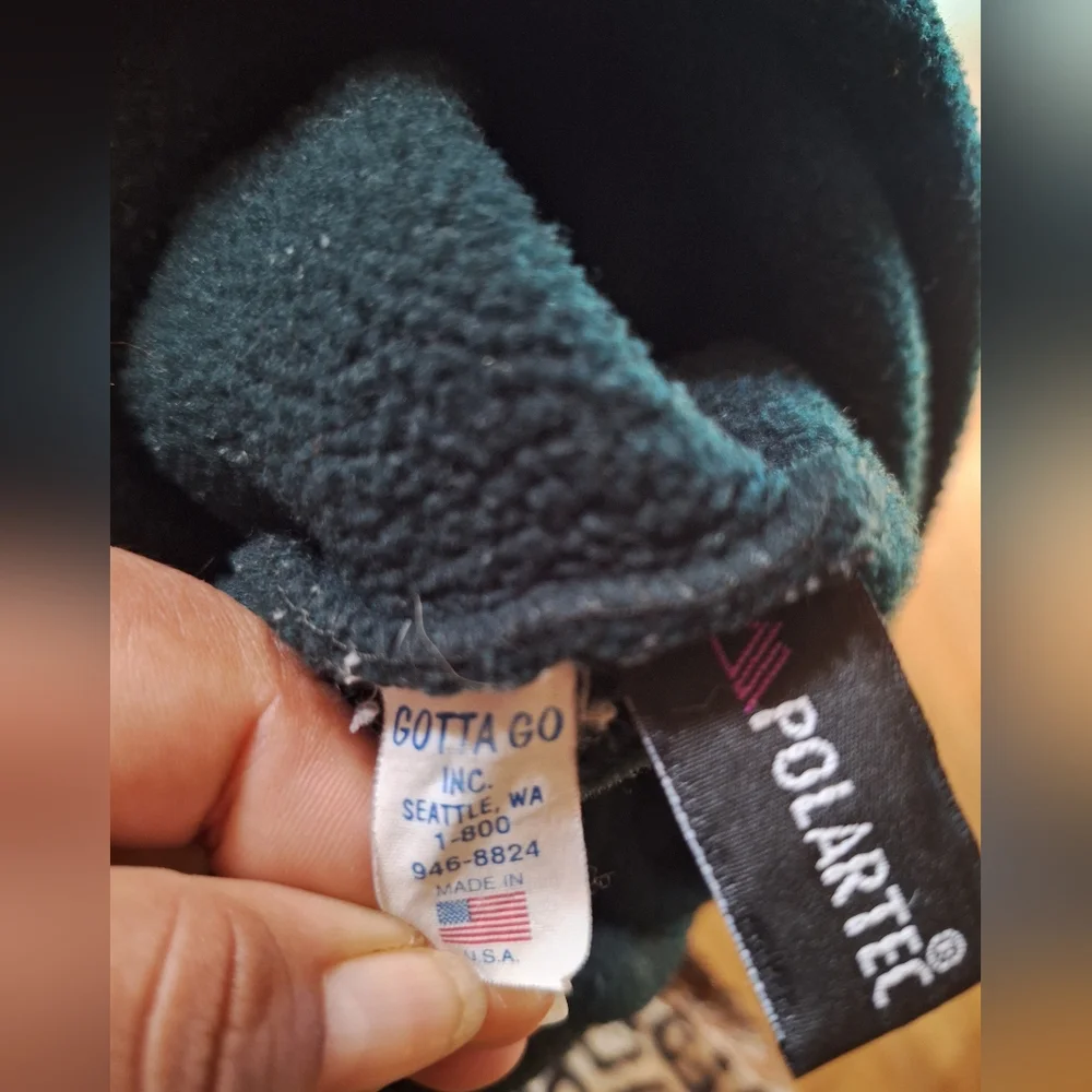 HEAD SOKZ 90s USA Made by Gotta Go Hood Hat Polartec Fleece Neck Cover Green